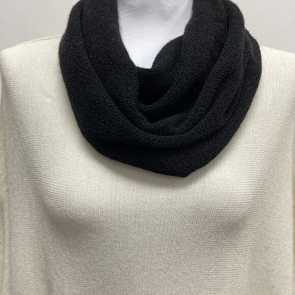 Peru Etnico Poncho Cowl Neck Sweater One Size 100% Baby Alpaca Off-white Black - Picture 2 of 8